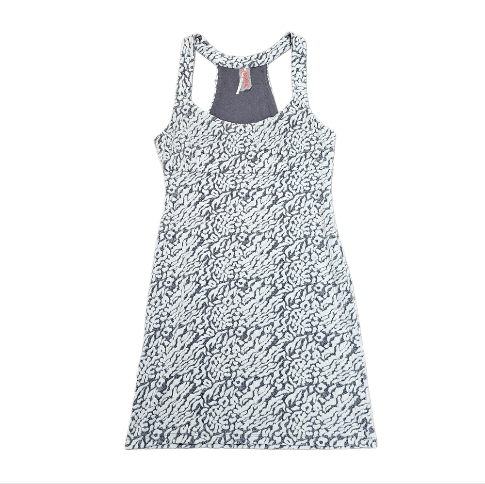 Free People Grey White Jacquard Knit Dress Medium